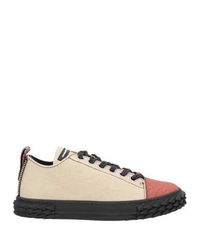 Giuseppe Zanotti Woman Sneakers Beige Size 7.5 Soft Leather, Textile Fibers