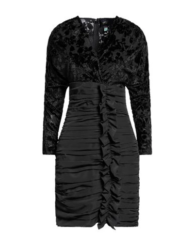 Cavalli Class Woman Mini Dress Black Size 4 Polyester, Viscose, Elastane, Metallic Polyester