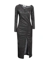 KAOS KAOS WOMAN MIDI DRESS BLACK SIZE 8 POLYESTER, POLYAMIDE, METALLIC FIBER, ELASTANE