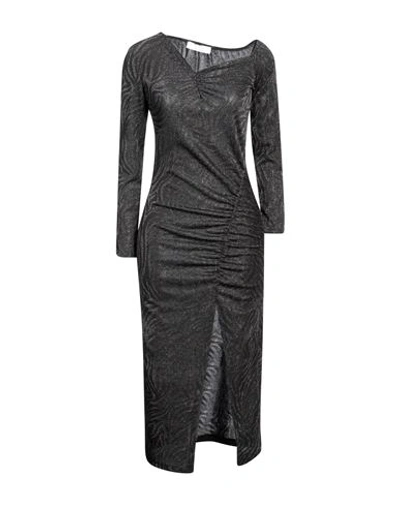 Kaos Woman Midi Dress Black Size 8 Polyester, Polyamide, Metallic Fiber, Elastane