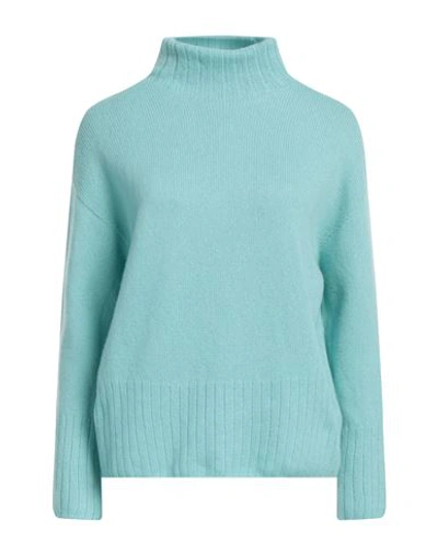 Aragona Woman Turtleneck Turquoise Size 2 Wool, Cashmere In Blue