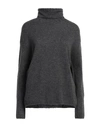 Aragona Woman Turtleneck Charcoal Size 2 Virgin Wool, Cashmere In Grey