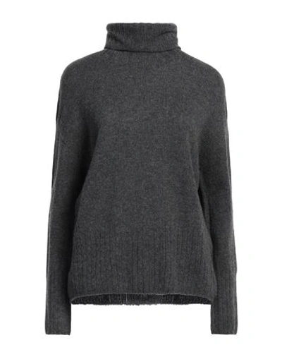 Aragona Woman Turtleneck Charcoal Size 2 Virgin Wool, Cashmere In Grey