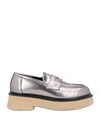 Nila & Nila Woman Loafers Silver Size 8 Soft Leather