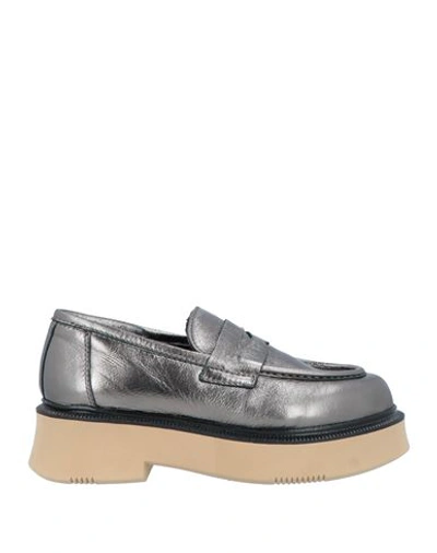 Nila & Nila Woman Loafers Lead Size 7 Soft Leather In Grey