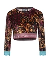 Versace Jeans Couture Woman Top Garnet Size 12 Polyester, Elastane, Polyamide In Red