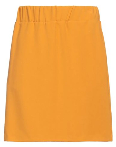 Ottod'ame Woman Mini Skirt Ocher Size 6 Polyester, Viscose, Elastane In Yellow