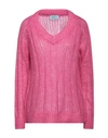 Prada Woman Sweater Fuchsia Size 8 Mohair Wool, Polyamide, Wool In Pink