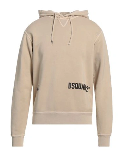Dsquared2 Man Sweatshirt Sand Size Xxl Cotton, Elastane In Beige