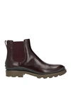 TOD'S TOD'S MAN ANKLE BOOTS BURGUNDY SIZE 8 CALFSKIN