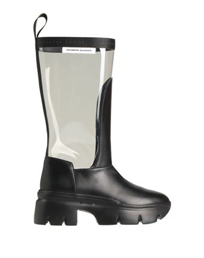 Giuseppe Zanotti Woman Boot Black Size 8 Soft Leather, Pvc - Polyvinyl Chloride