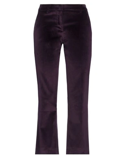 Pt Torino Woman Pants Dark Purple Size 10 Cotton, Elastane