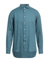 Drumohr Man Shirt Blue Size L Linen