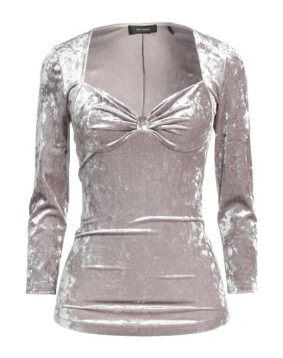 Isabel Marant Woman Blouse Light Grey Size 6 Polyester, Elastane, Cotton