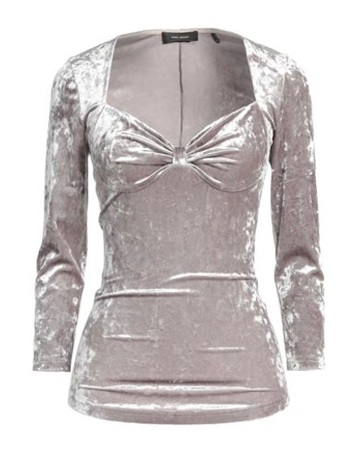 ISABEL MARANT ISABEL MARANT WOMAN TOP TAUPE SIZE 8 POLYESTER, ELASTANE, COTTON
