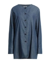 Alessia Santi Woman Overcoat Slate Blue Size 6 Cotton In Blue