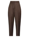 Erika Cavallini Woman Pants Dark Brown Size 10 Virgin Wool, Polyester, Viscose, Elastane