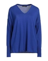 Aragona Woman Sweater Bright Blue Size 10 Merino Wool