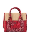 Viamailbag Woman Handbag Red Size - Textile Fibers, Natural Raffia, Soft Leather