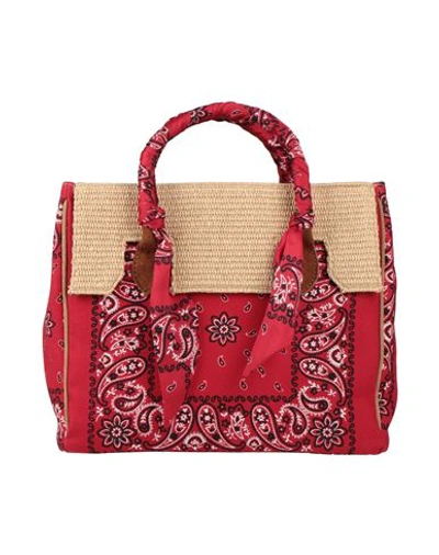 Viamailbag Woman Handbag Red Size - Textile Fibers, Natural Raffia, Soft Leather