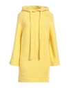 Erika Cavallini Woman Mini Dress Yellow Size M Alpaca Wool, Virgin Wool, Polyamide, Elastane