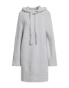 Erika Cavallini Woman Mini Dress Light Grey Size Xs Alpaca Wool, Virgin Wool, Polyamide, Elastane