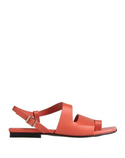 Ganni Woman Toe Strap Sandals Tomato Red Size 11 Soft Leather In Paprika