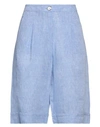 Elisa Cavaletti By Daniela Dallavalle Woman Cropped Pants Azure Size 12 Linen In Blue