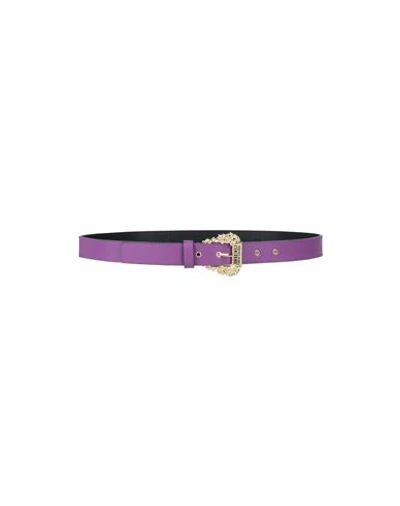 Versace Jeans Couture Woman Belt Purple Size 42 Calfskin In Purple