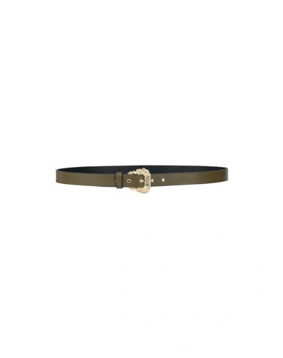 Versace Jeans Couture Woman Belt Military Green Size 42 Calfskin In Green