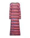 Dsquared2 Multi Stripe Wool Blend Knit Long Dress In Pink