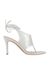 Gianvito Rossi Woman Thong Sandal White Size 4 Soft Leather, Rubber In White