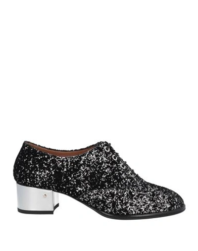 Laurence Dacade Woman Lace-up Shoes Black Size 8.5 Textile Fibers