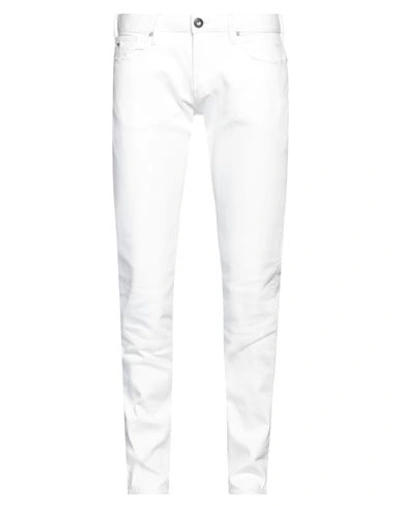 Emporio Armani Man Jeans White Size 32w-32l Cotton, Elastane