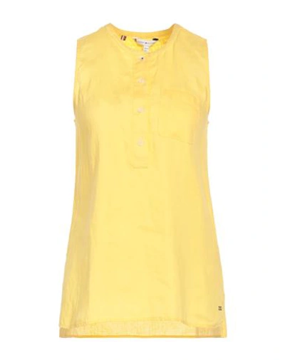 Tommy Hilfiger Woman Top Yellow Size 6 Linen