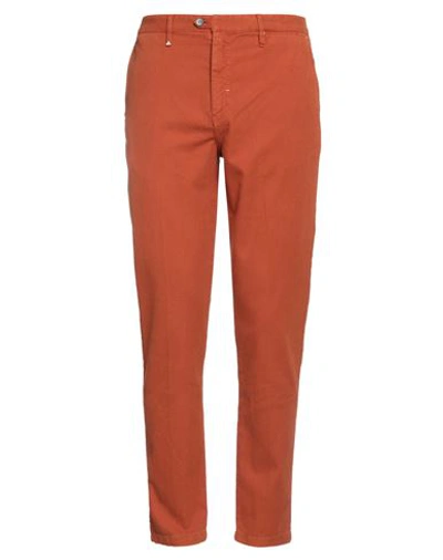 Berna Man Pants Rust Size 38 Cotton, Elastane In Red