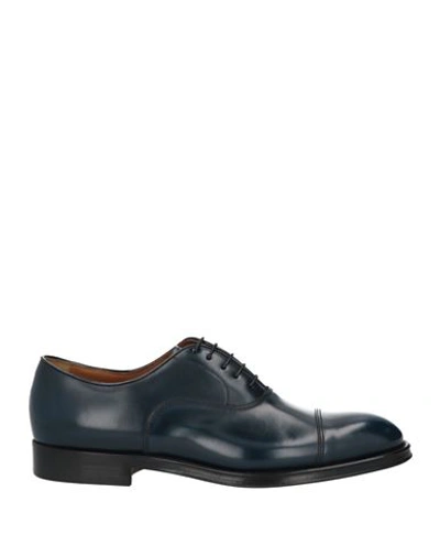 Doucal's Man Lace-up Shoes Navy Blue Size 7 Soft Leather In Navy Blue