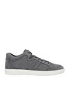 Tod's Man Sneakers Lead Size 8.5 Soft Leather In Grey