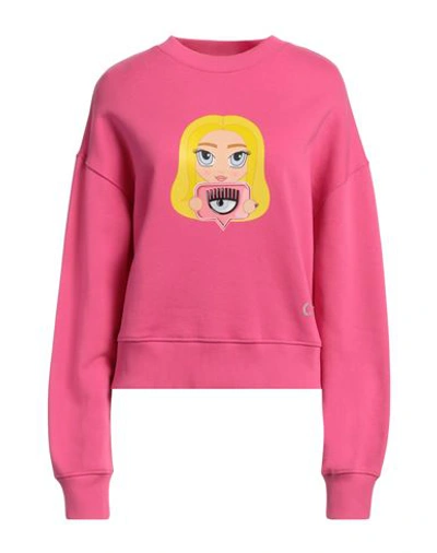 Chiara Ferragni Woman Sweatshirt Fuchsia Size S Cotton, Elastane In Pink