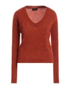 Roberto Collina Woman Sweater Rust Size S Mohair Wool, Wool, Nylon, Elastane In Red