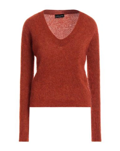 Roberto Collina Woman Sweater Rust Size L Mohair Wool, Wool, Nylon, Elastane In Red
