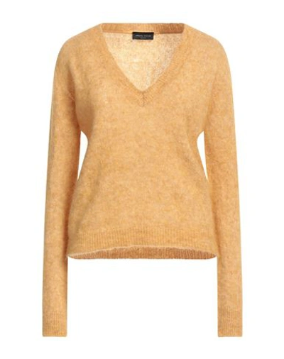 Roberto Collina Woman Sweater Mustard Size M Mohair Wool, Wool, Nylon, Elastane In Yellow