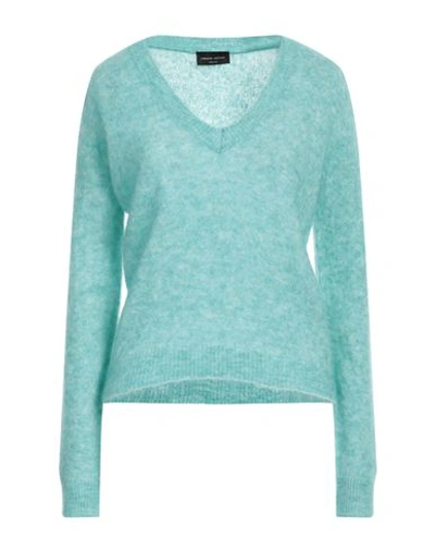 Roberto Collina Woman Sweater Turquoise Size L Mohair Wool, Wool, Nylon, Elastane In Blue