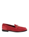 BOEMOS BOEMOS WOMAN LOAFERS RED SIZE 7 SOFT LEATHER
