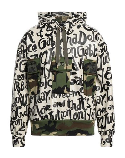 DOLCE & GABBANA DOLCE & GABBANA MAN SWEATSHIRT IVORY SIZE L POLYESTER, COTTON, POLYURETHANE, VISCOSE