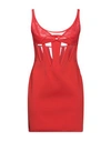 Mugler Techno Jersey Corset Mesh Mini Dress In Red