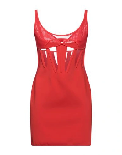 MUGLER MUGLER WOMAN MINI DRESS RED SIZE 10 POLYAMIDE, ELASTANE