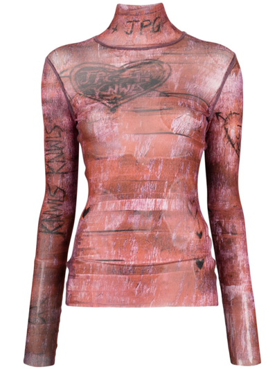 Jean Paul Gaultier X Knwls Graphic-print Top In Brown