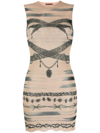 Jean Paul Gaultier Graphic-print Sleeveless Minidress In Neutrals