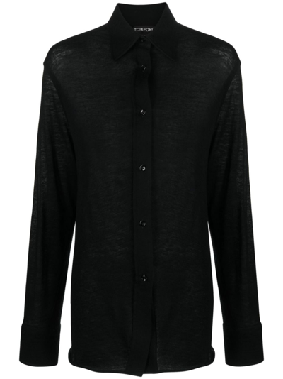 Tom Ford Long-sleeved Cashmere Shirt In Black